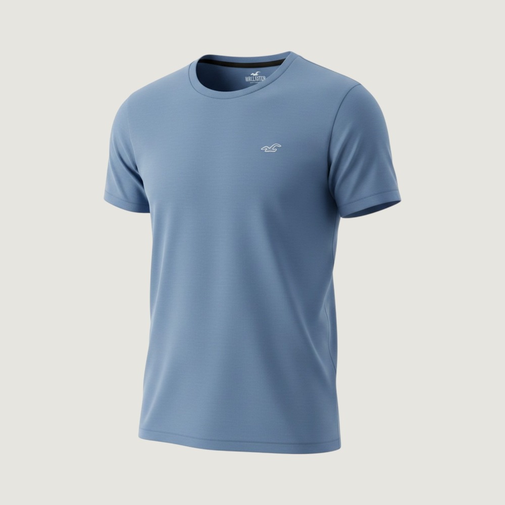 Hollister Mens Blue Short Sleeve Crew Neck Seagull Logo 100% Cotton T-Shirt S